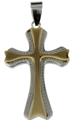 Croix de communion bicolore structurée Or