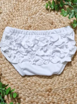 Culotte bébé blanche avec froufrous en coton