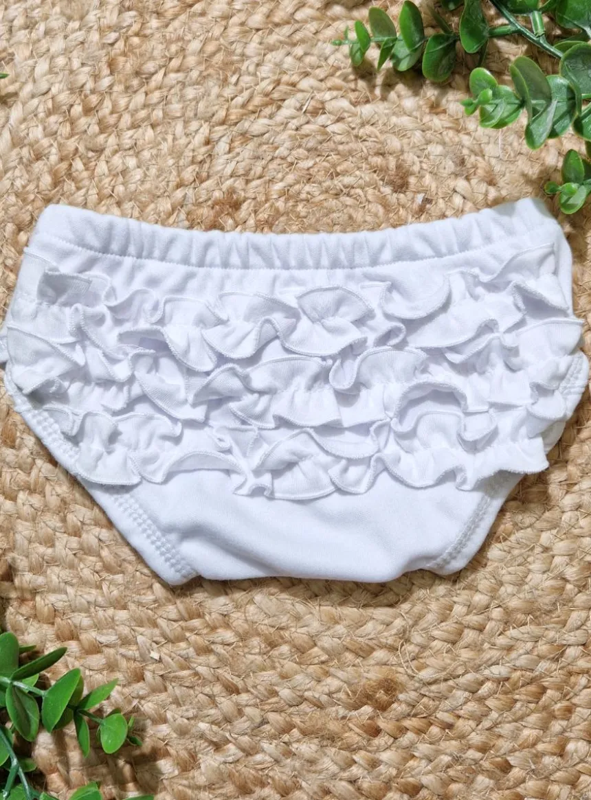 Culotte bébé blanche avec froufrous en coton