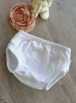 Culotte bébé blanche avec froufrous en coton