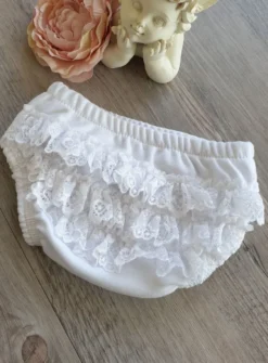 Culotte bébé froufrous dentelle blanche