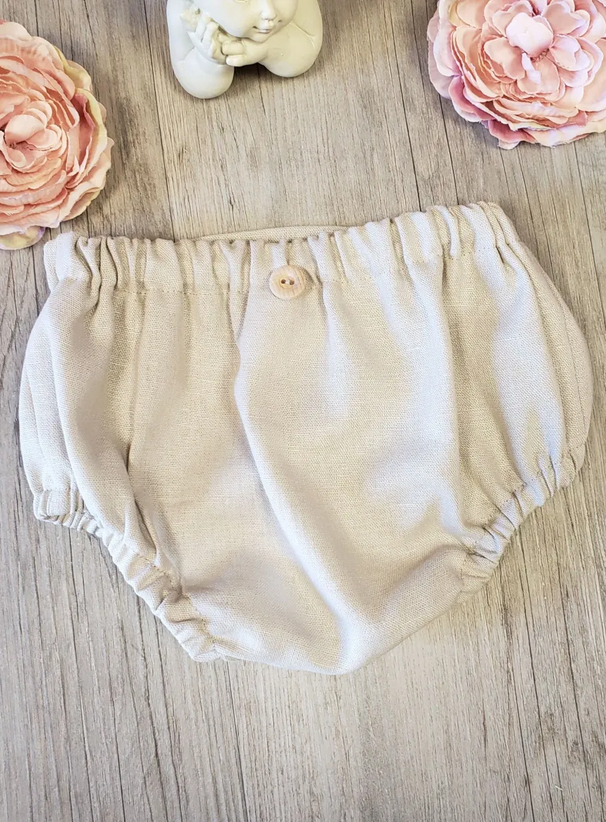 Culotte bébé garçon lin beige Pierre