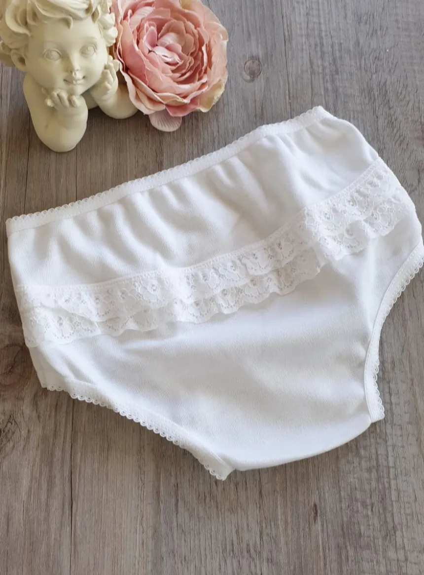 Culotte de bapteme froufrou Blanc
