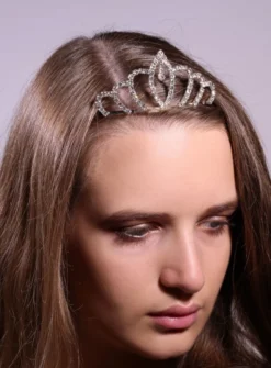 Diadčme couronne de mariage avec strass Gris argent