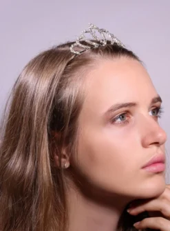 Diadčme couronne de mariage avec strass Gris argent