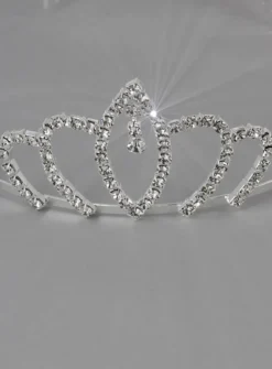 Diadčme couronne de mariage avec strass Gris argent