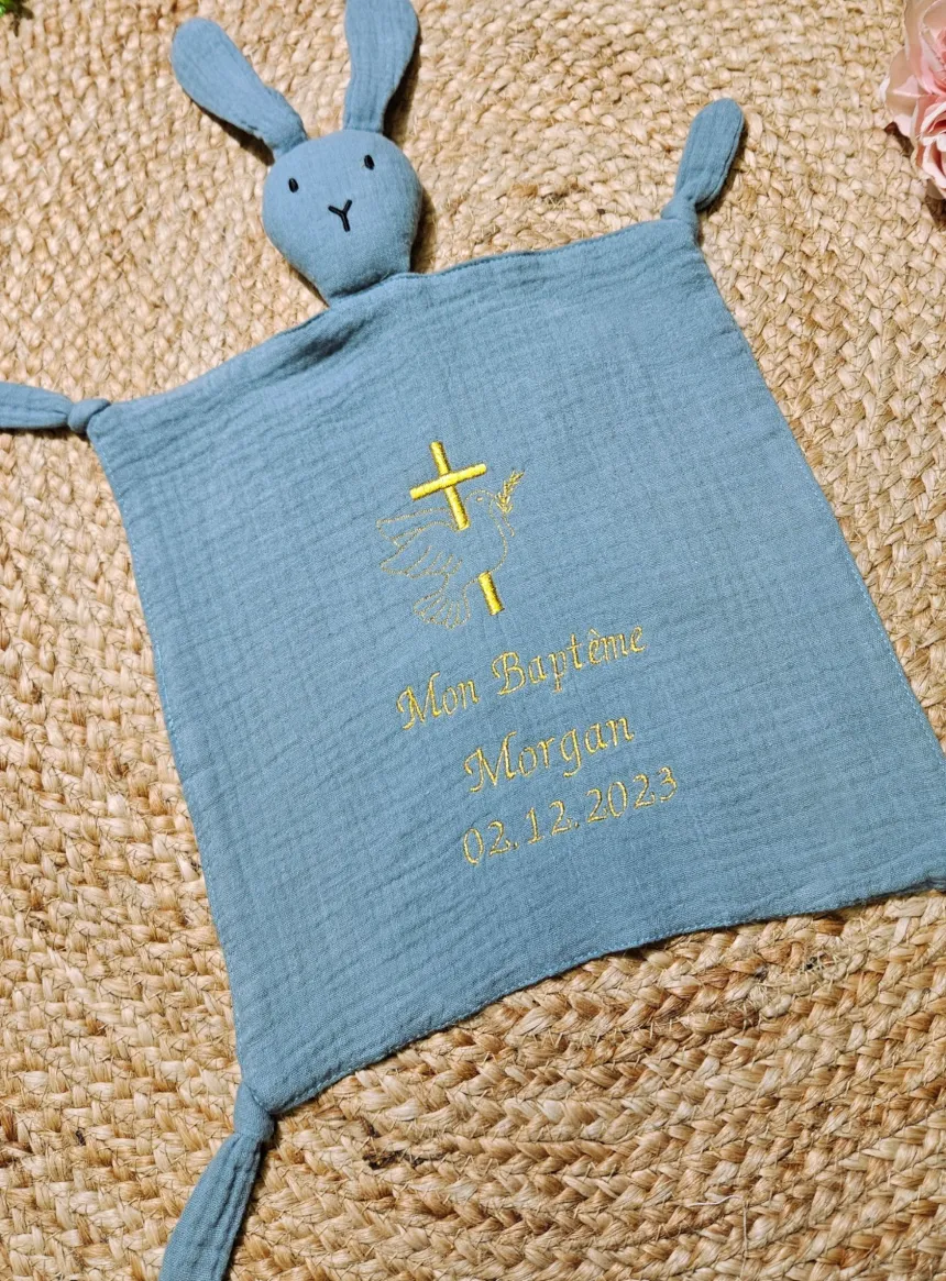 Doudou lapin en coton - personnalisé