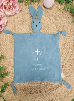 Doudou lapin en coton - personnalisé
