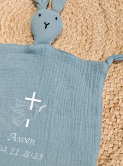 Doudou lapin en coton - personnalisé