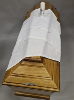 Drap linceul coton + étole dentelle + bougie