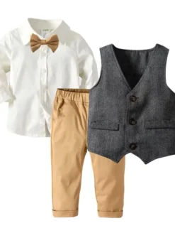 Ensemble Cérémonie Bébé Petit Garçon motif Chevron