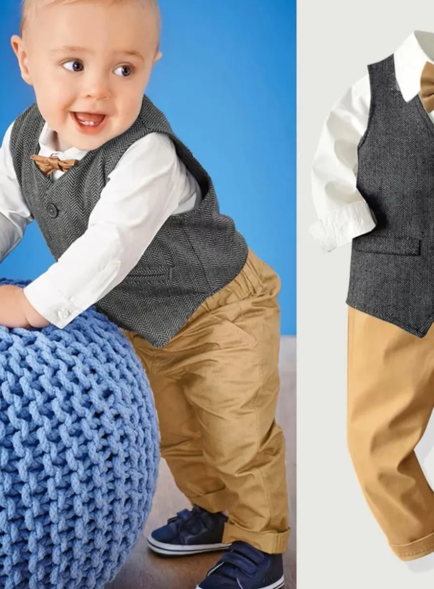 Ensemble Cérémonie Bébé Petit Garçon motif Chevron
