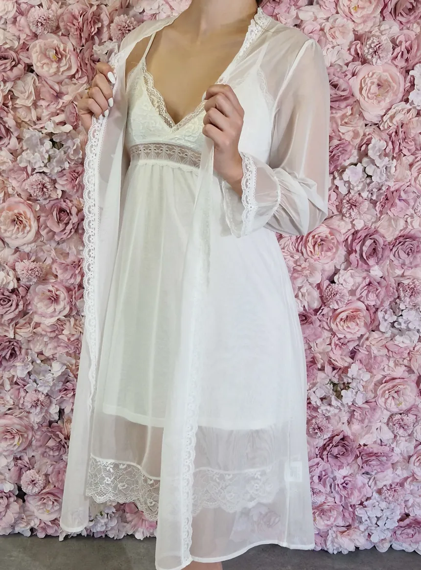 Ensemble de nuit de noces : nuisette + kimono