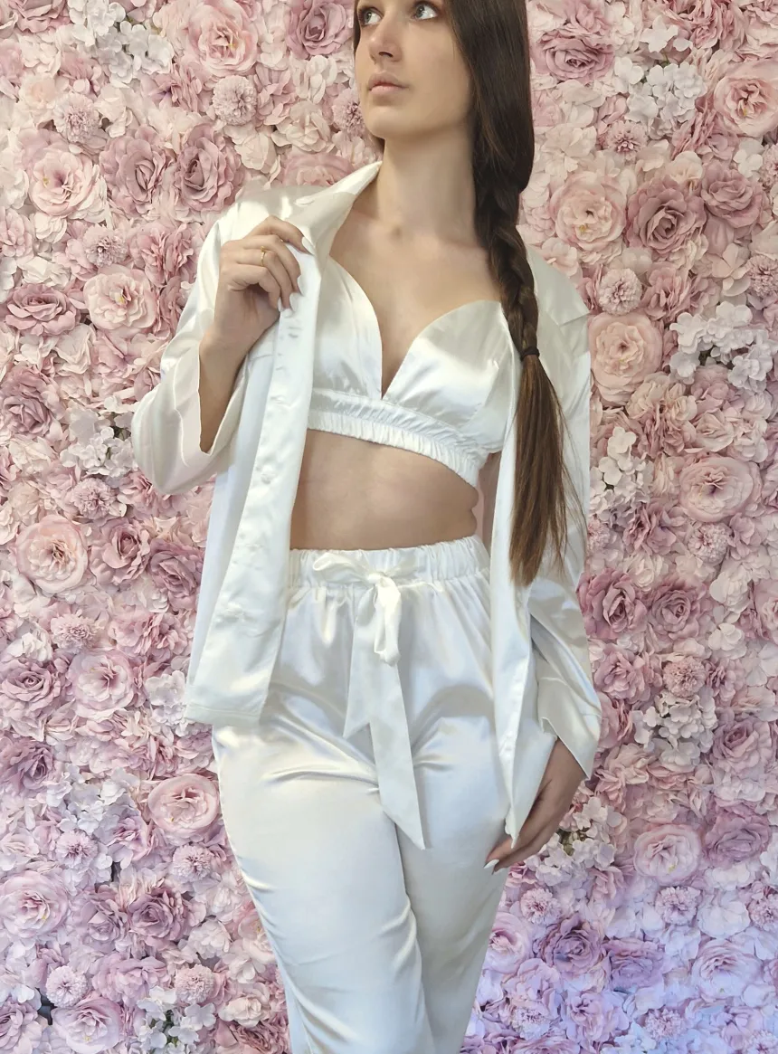 Ensemble pyjama Femme satin 3 pièces