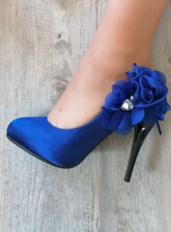 Escarpins soirée femme satin et fleur