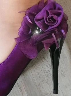 Escarpins soirée femme satin et fleur