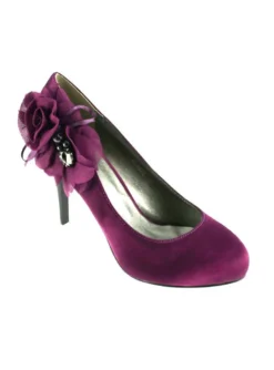 Escarpins soirée femme satin et fleur