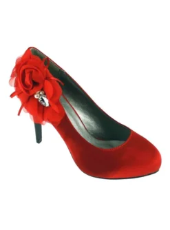 Escarpins soirée femme satin et fleur
