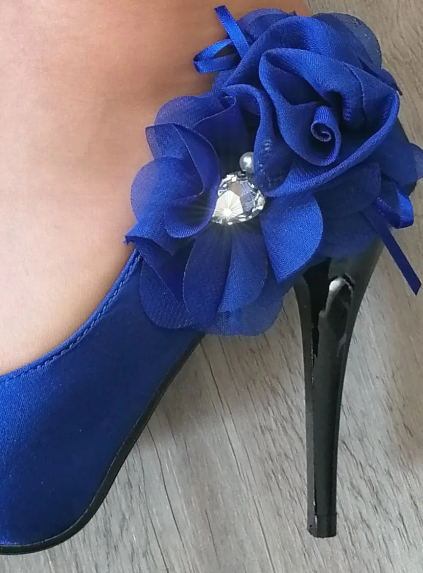 Escarpins soirée femme satin et fleur