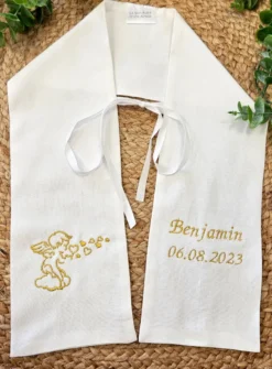 Etole baptême lin Blanc