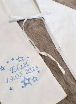 Etole baptême lin Blanc