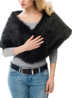 Etole Cape fausse fourrure noir pour femme Noir