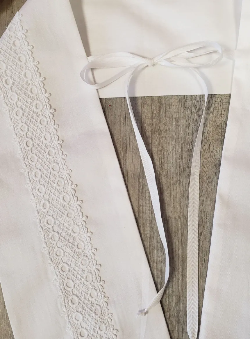 Etole de baptême bande dentelle Blanc