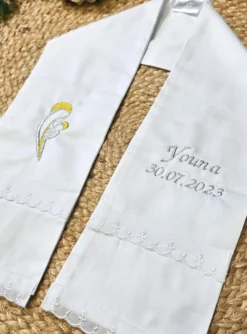 Etole de baptême coton / dentelle - Personnalisable Blanc