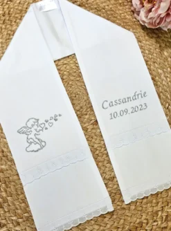 Etole de baptême coton / dentelle - Personnalisable Blanc