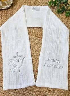 Etole de baptême coton gaze - personnalisable Blanc
