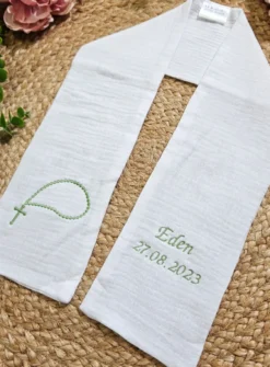 Etole de baptême coton gaze - personnalisable Blanc