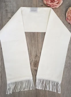 Etole de baptême franges lin Blanc