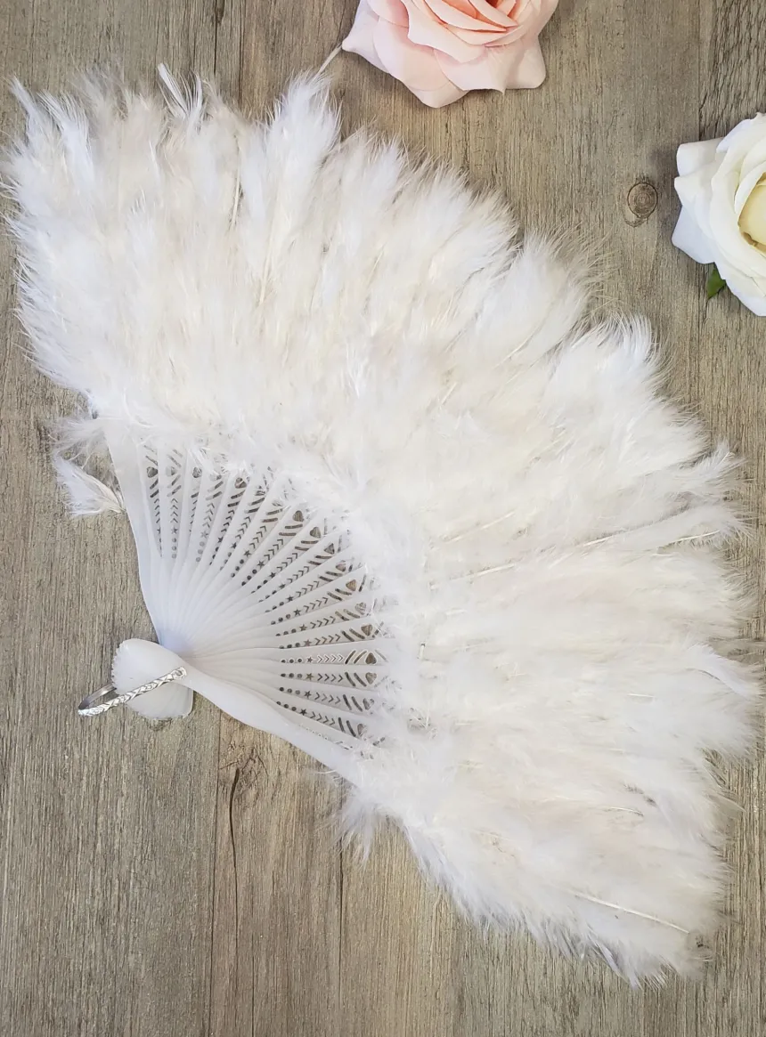 Eventail plume mariage Blanc