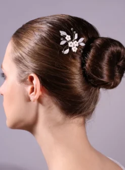 Fourche cheveux blanc fleur et strass Blanc