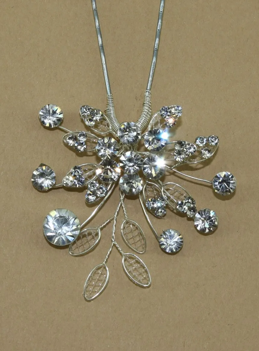 Fourche cheveux fleur de strass Gris argent