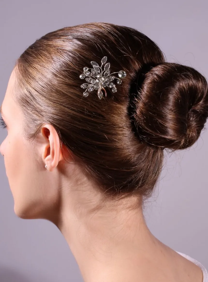 Fourche cheveux fleur de strass Gris argent