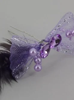 Fourche cheveux nœud strass et plume