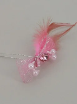 Fourche cheveux nœud strass et plume