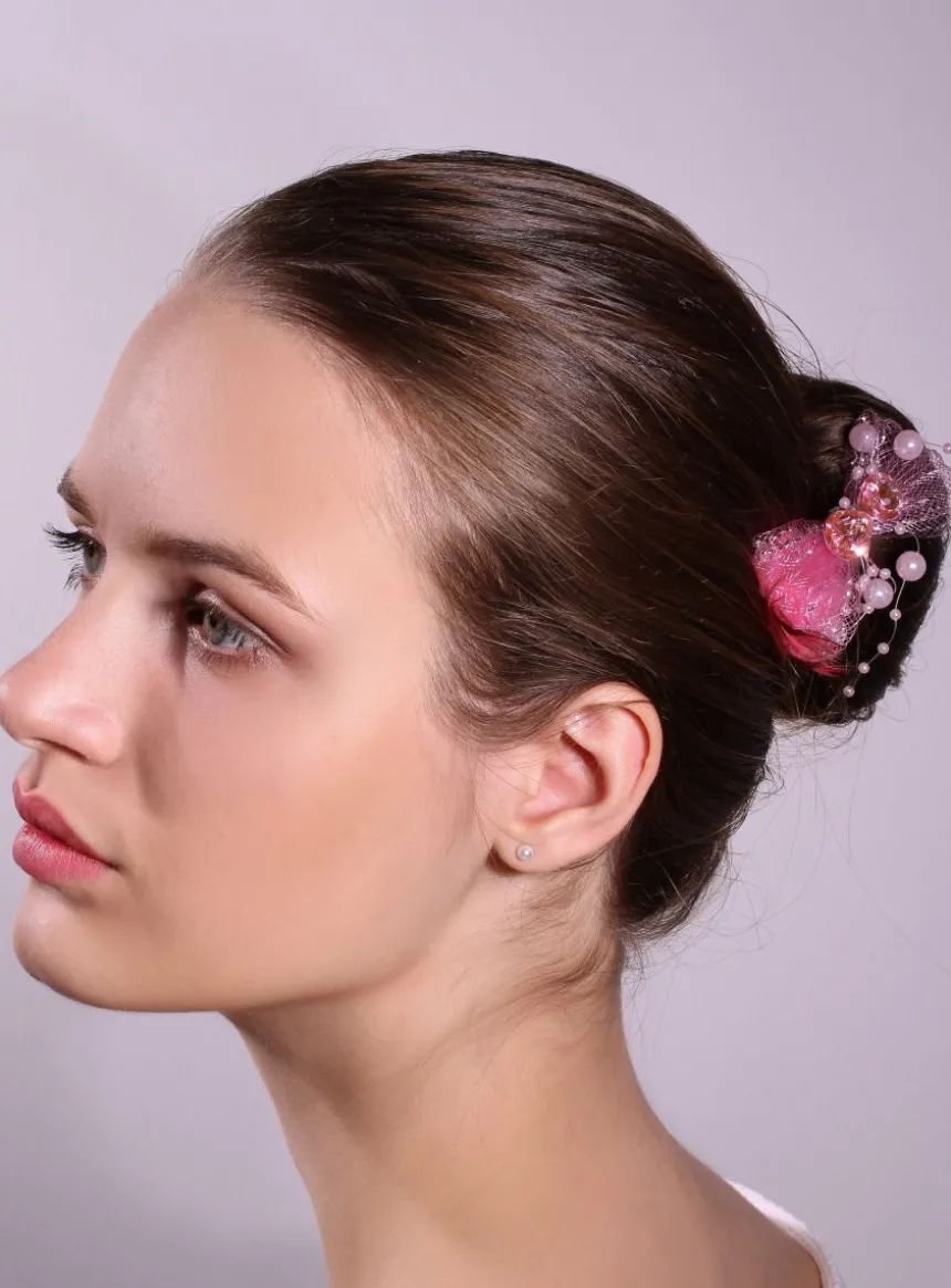 Fourche cheveux nœud strass et plume