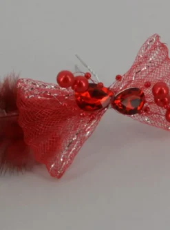 Fourche cheveux nœud strass et plume