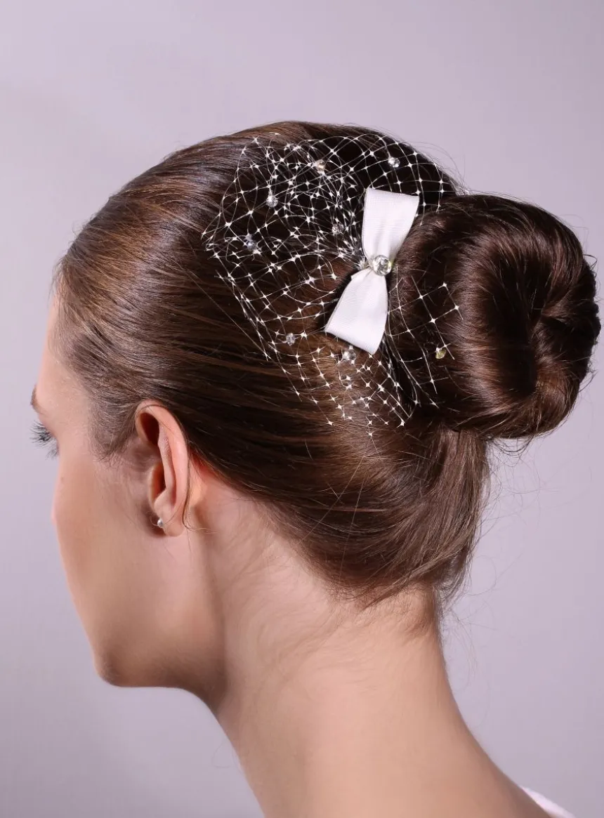 Fourche pour cheveux avec voilette Blanc