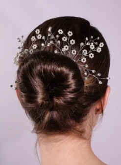 2 Fourches cheveux perles et strass Blanc
