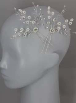 2 Fourches cheveux perles et strass Blanc