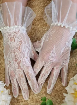 Gants en dentelle fine ivoire pour femme