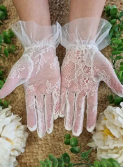 Gants en dentelle fine ivoire pour femme