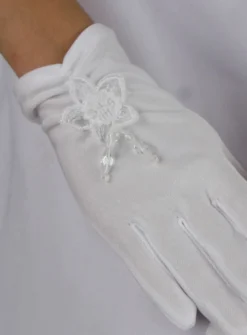 Gants enfant blanc fleur dentelle Blanc