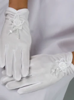 Gants enfant blanc fleur dentelle Blanc