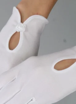 Gants fille blanc petite fleur Blanc