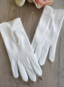 Gants fille blanc petite fleur Blanc