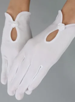 Gants fille blanc petite fleur Blanc
